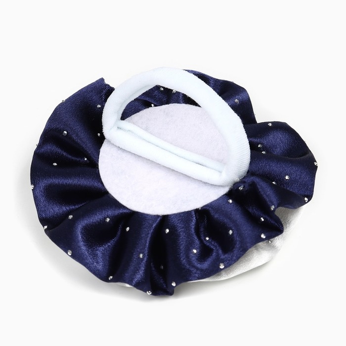 Выпускной. Бант для волос на резинке, белый с синим, 11 см, Минни Маус