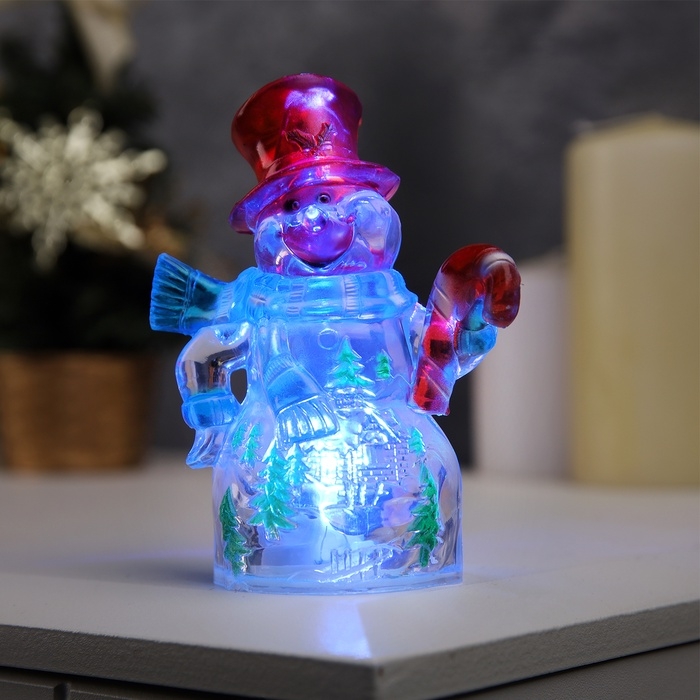 Ёлочная игрушка «Снеговик» 12 см, батарейки LR1133х3 (в комплекте), свечение мульти (RGB) Ёлочная игрушка «Снеговик» 12 см, батарейки LR1133х3 (в комплекте), свечение мульти (RGB)