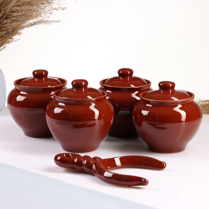 Набор горшков  Набор горшков "Подарочный с ухватом" 4х0,85л, стандарт