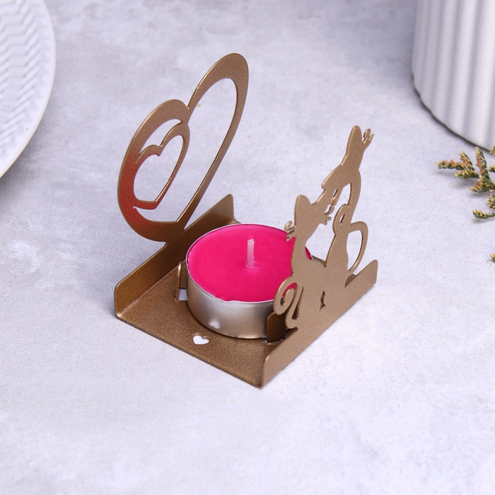 Подсвечник Подсвечник "Любовь и котята" 6,5х5,5х7см, золотой