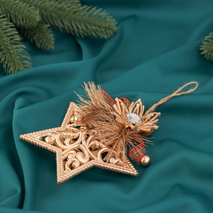 Украшение ёлочное Украшение ёлочное "Звезда с цветком" 12х12 см, золото