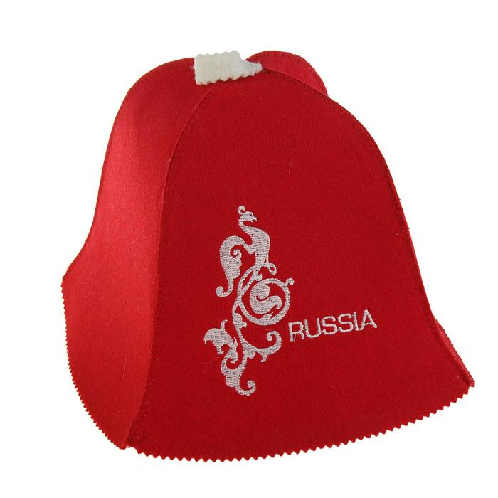 Шапка для бани  Шапка для бани "Russia" красная