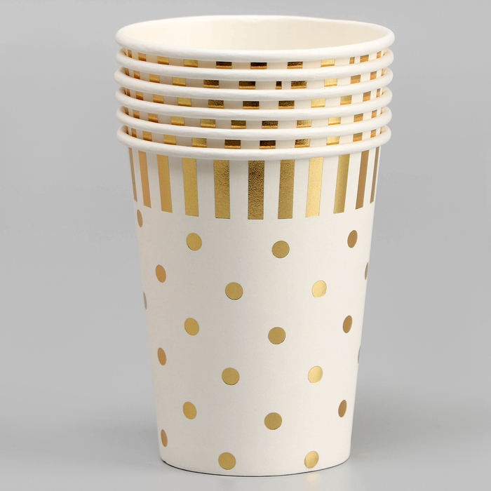 Стаканы бумажные «Горох», 6 шт., цвет золото Стаканы бумажные «Горох», 6 шт., цвет золото