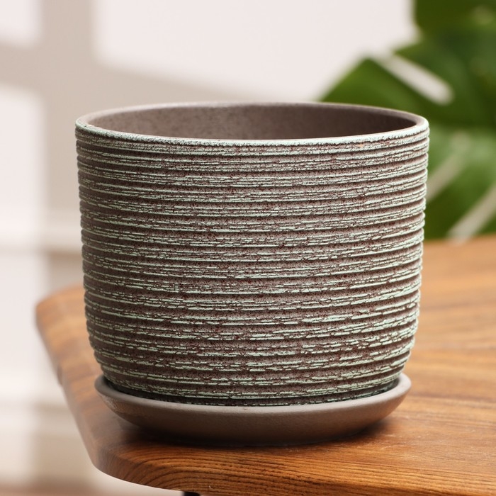 Горшок цветочный Горшок цветочный "Лоза" зелено-серый бук №2, 1,6 л