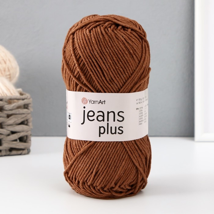 Пряжа  Пряжа "Jeans plus" 55% хлопок, 45% акрил 160м/100гр (40 тёмн. беж)