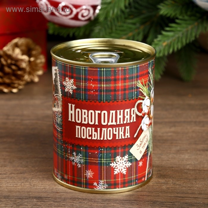Копилка-банка металл  Копилка-банка металл "Новогодняя посылочка" 7,3х9,5 см