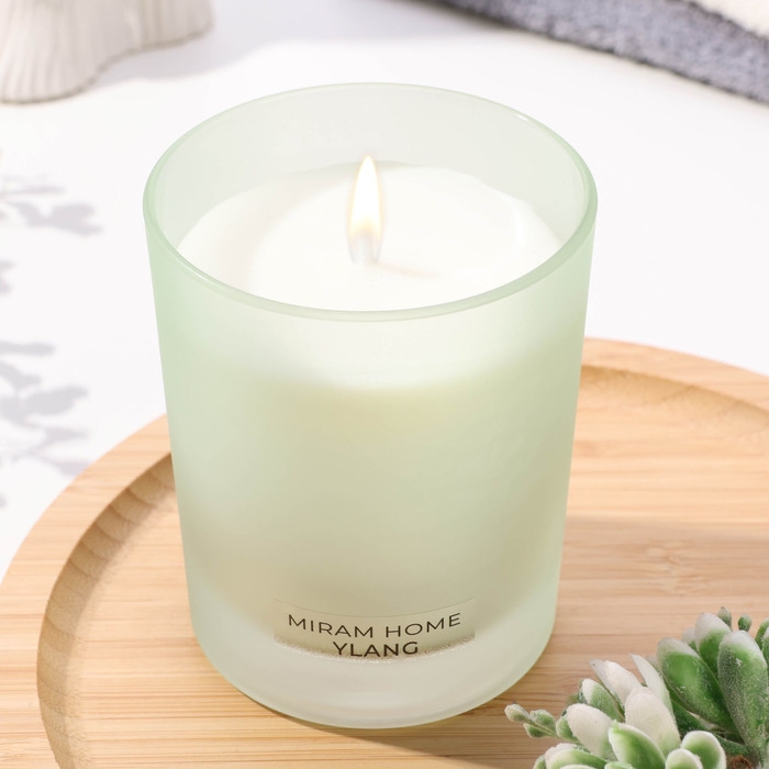 Свеча ароматическая в стекле  Свеча ароматическая в стекле "YLANG", иланг-иланг, роза и сандал, 200 г