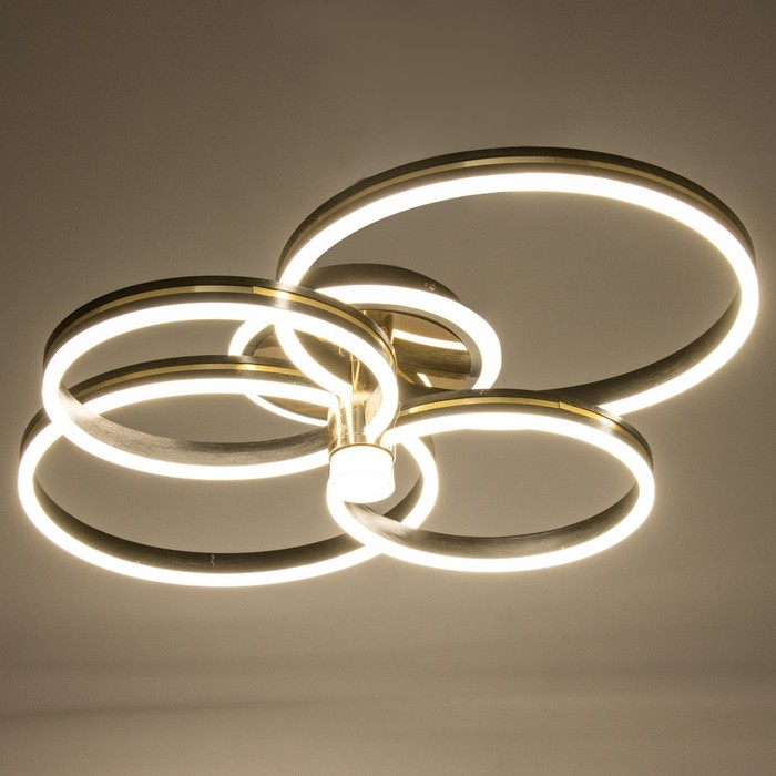 Люстра с ПДУ Люстра с ПДУ "Ментре" LED 142Вт черно-золотой 81х61х16 см BayerLux