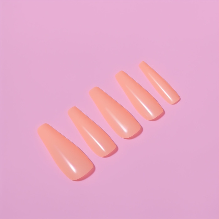 Накладные ногти, 100 шт, форма балерина, в контейнере, цвет персиковый Накладные ногти, 100 шт, форма балерина, в контейнере, цвет персиковый