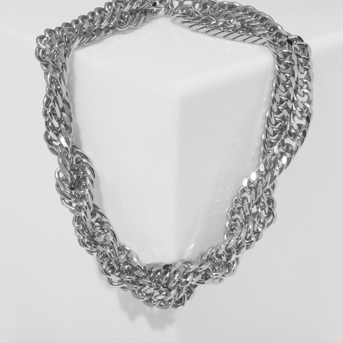 Колье «Цепь» двойная, жгут, цвет глянцевый серебро, 40 см Колье «Цепь» двойная, жгут, цвет глянцевый серебро, 40 см
