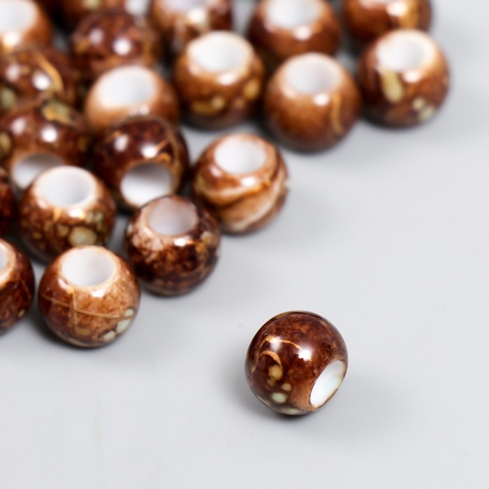 Бусины для творчества пластик Бусины для творчества пластик "Мраморные. Кофе" d=1 см набор 20 гр