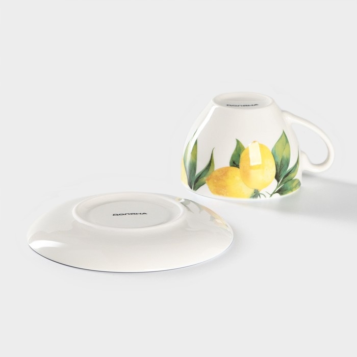 Чайная пара Доляна «Лимон», 2 предмета: чашка 250 мл, блюдце d=15 см Чайная пара Доляна «Лимон», 2 предмета: чашка 250 мл, блюдце d=15 см