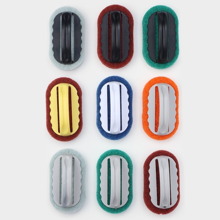 Щётка абразивная с ручкой Доляна, 15×8 см, цвет МИКС Щётка абразивная с ручкой Доляна, 15×8 см, цвет МИКС