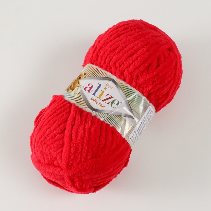 Пряжа "Softy Plus" 100% микрополиэстер 120м/100г  (56 красный)
