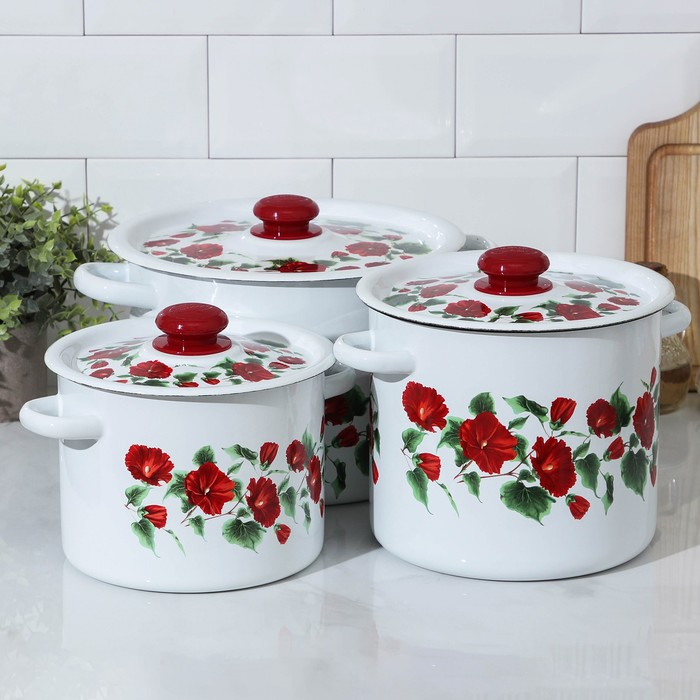 Набор эмалированных кастрюль «Рамо», 3 предмета: 3,5 л, 5,5 л, 8 л Набор эмалированных кастрюль «Рамо», 3 предмета: 3,5 л, 5,5 л, 8 л