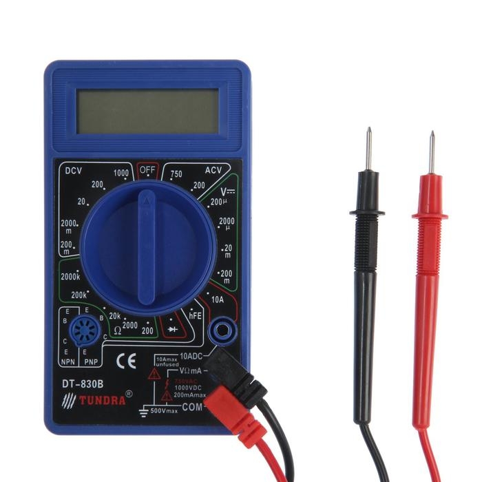 Мультиметр ТУНДРА, DT-830B, ACV/DCV, DCA, 200-2МΩ Мультиметр ТУНДРА, DT-830B, ACV/DCV, DCA, 200-2МΩ