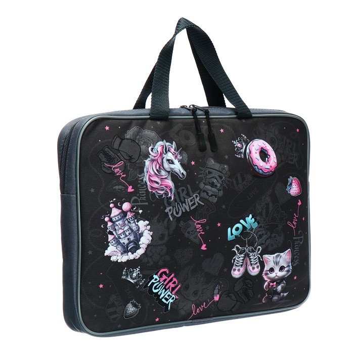 Папка с ручками текстильная А4, 370 х 280 х 60 мм, Stavia Папка с ручками текстильная А4, 370 х 280 х 60 мм, Stavia "Единорог"