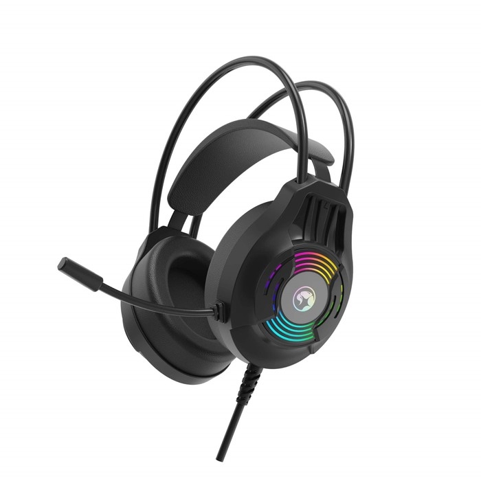 Наушники Marvo H8326, игровые, полноразмерные, микрофон, USB + 2*3.5mm, 1.8 м, RGB, чёрные Наушники Marvo H8326, игровые, полноразмерные, микрофон, USB + 2*3.5mm, 1.8 м, RGB, чёрные