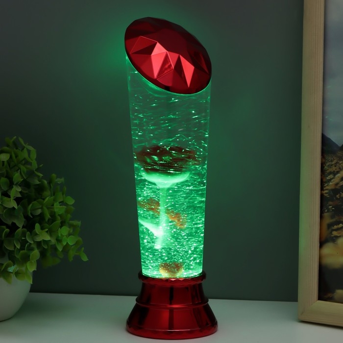 Лава-лампа Лава-лампа "Роза" LED от батареек 3хАА USB красный 7,5х6,5х25см