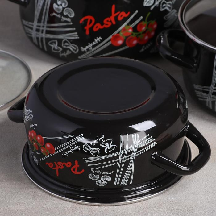 Набор эмалированных кастрюль «Болоньезе», 3 предмета: 2 л, 3 л, 4 л, d=20,5 см, 23 см, 26 см, индукция Набор эмалированных кастрюль «Болоньезе», 3 предмета: 2 л, 3 л, 4 л, d=20,5 см, 23 см, 26 см, индукция