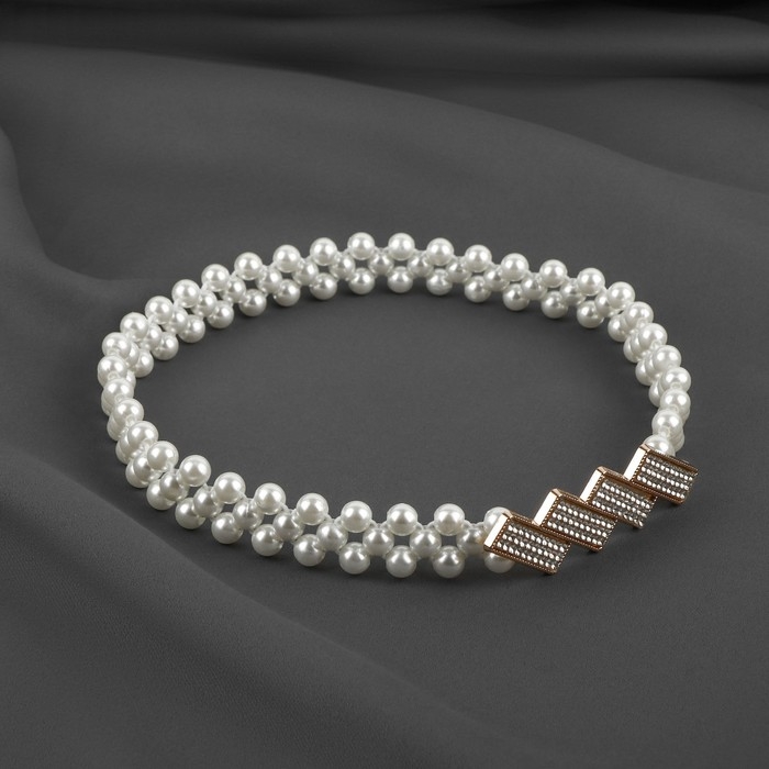 Подхват для штор «Кирпичики», жемчуг на резинке, 2,2 × 7,5 см, 2 × 45 см, цвет белый/золотой Подхват для штор «Кирпичики», жемчуг на резинке, 2,2 × 7,5 см, 2 × 45 см, цвет белый/золотой