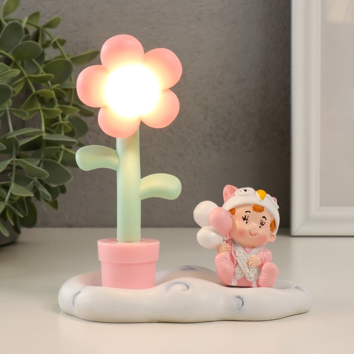 Сувенир пластик свет  Сувенир пластик свет "Малышка в забавной шапке" МИКС 12х6,7х13 см