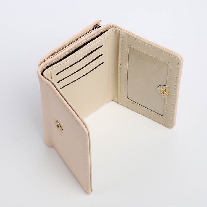 Кошелёк женский на кнопке, цвет бежевый