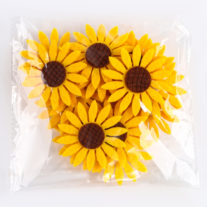 Декор из фетра на клеевой основе, набор 20 шт., размер 1 шт. — 6 × 6 см., цвет жёлтый Декор из фетра на клеевой основе, набор 20 шт., размер 1 шт. — 6 × 6 см., цвет жёлтый