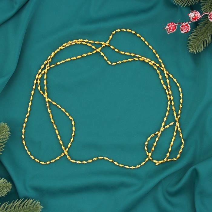 Бусы на ёлку 2 м d-3 мм Бусы на ёлку 2 м d-3 мм "Овалы грани" золото