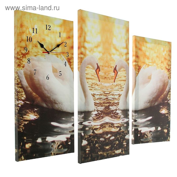 Часы настенные модульные «Пара лебедей», 60 × 80 см Часы настенные модульные «Пара лебедей», 60 × 80 см