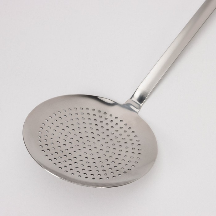 Шумовка из нержавеющей стали цельнотянутая, 64×20 см, толщина 3 мм, 304 марка стали, цвет серебряный Шумовка из нержавеющей стали цельнотянутая, 64×20 см, толщина 3 мм, 304 марка стали, цвет серебряный