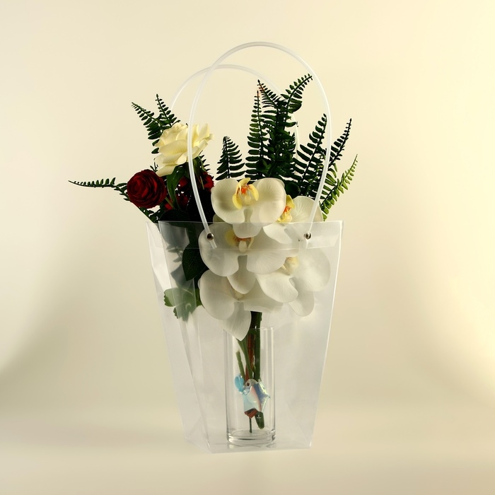 Сумка для цветов прозрачная, влагостойкая, 26х24х12 см Сумка для цветов прозрачная, влагостойкая, 26х24х12 см