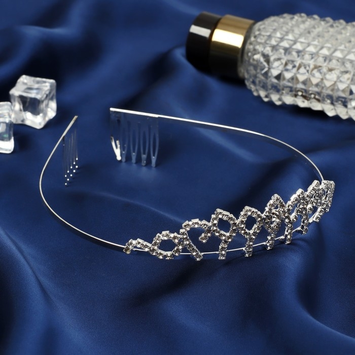 Диадема для волос Диадема для волос "Россыпь" капельки, h-3 см, серебро