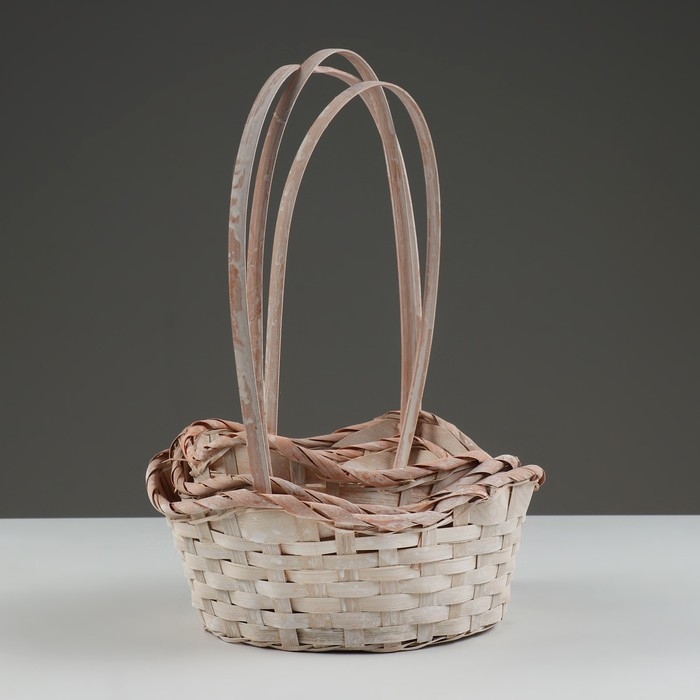 Набор корзин, 19х7,5х9,5/31 см, 22х9х11/34 см, 24х9х11,5/35 см, 3 шт, персиковые, бамбук Набор корзин, 19х7,5х9,5/31 см, 22х9х11/34 см, 24х9х11,5/35 см, 3 шт, персиковые, бамбук