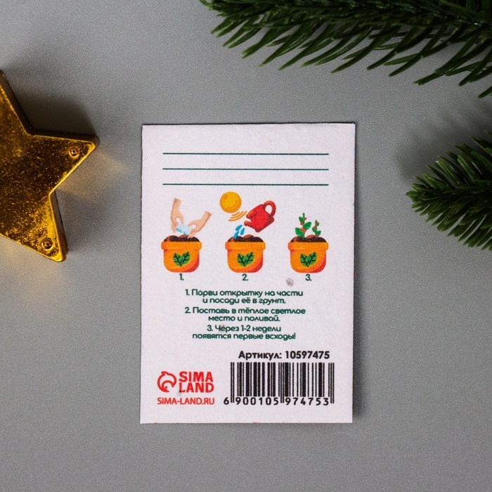 Набор открыток с семенами  Набор открыток с семенами "Вырасти сам" "С новым годом" 5*7см