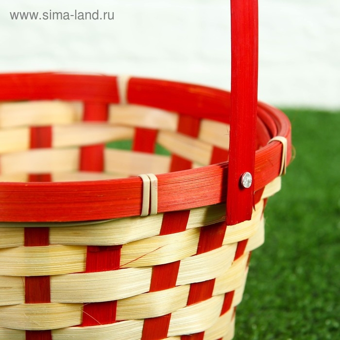 Корзина плетеная, бамбук, 21х21х10/24 см, красная Корзина плетеная, бамбук, 21х21х10/24 см, красная