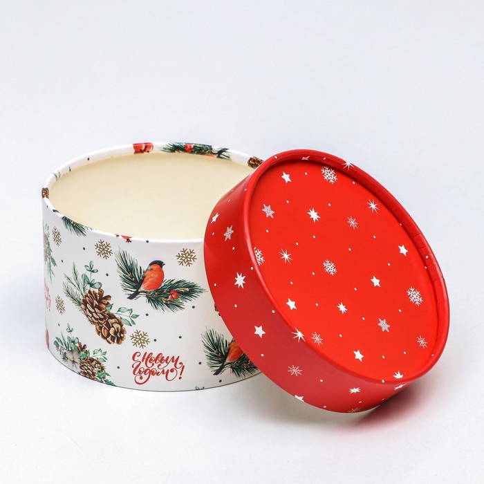 Новый год. Коробка Новый год. Коробка "Снегирь на веточке" завальцованная без окна 13 х 8,5 см