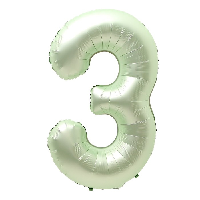 Шар фольгированный 40" &laquo;Цифра 3&raquo;, салатовый металлик