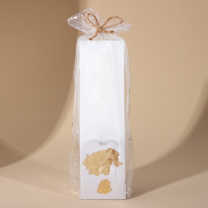 Свеча интерьерная белая с бетоном и поталью, 5 х 5 х17,2 см Свеча интерьерная белая с бетоном и поталью, 5 х 5 х17,2 см