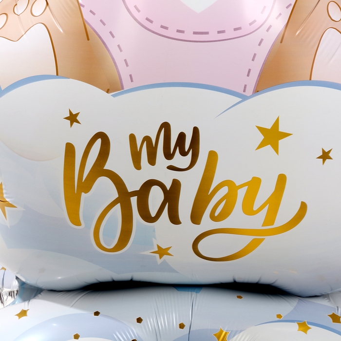 Шар фольгированный 62 Шар фольгированный 62" «Мишка в короне — девочка» на подставке, под воздух