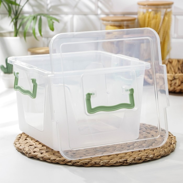 Контейнер пищевой, 8,5 л, прозрачный, ручки МИКС