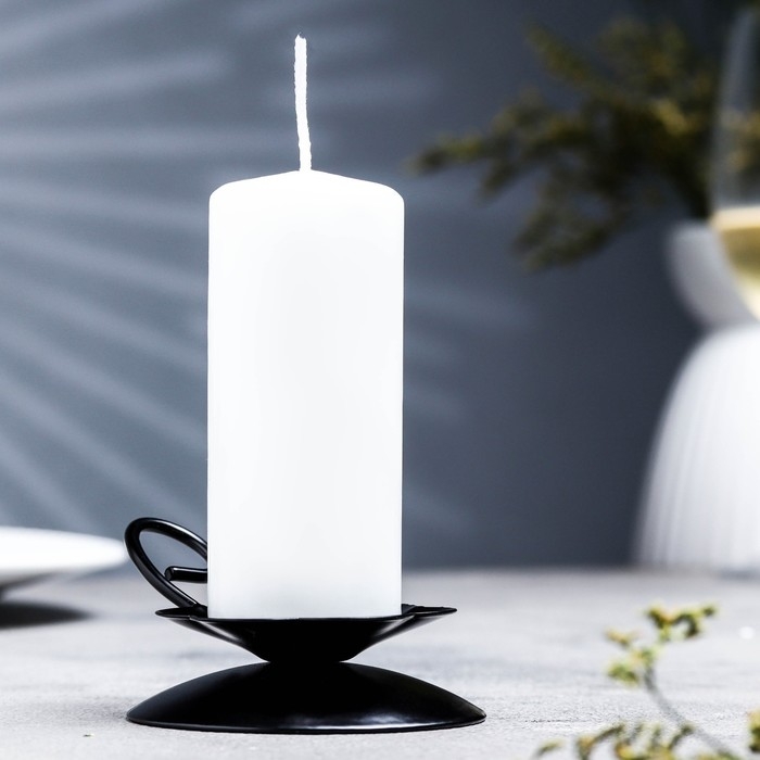 Подсвечник Подсвечник "Цветок Н" металл на 1 свечу , 9х3,5 см, черный