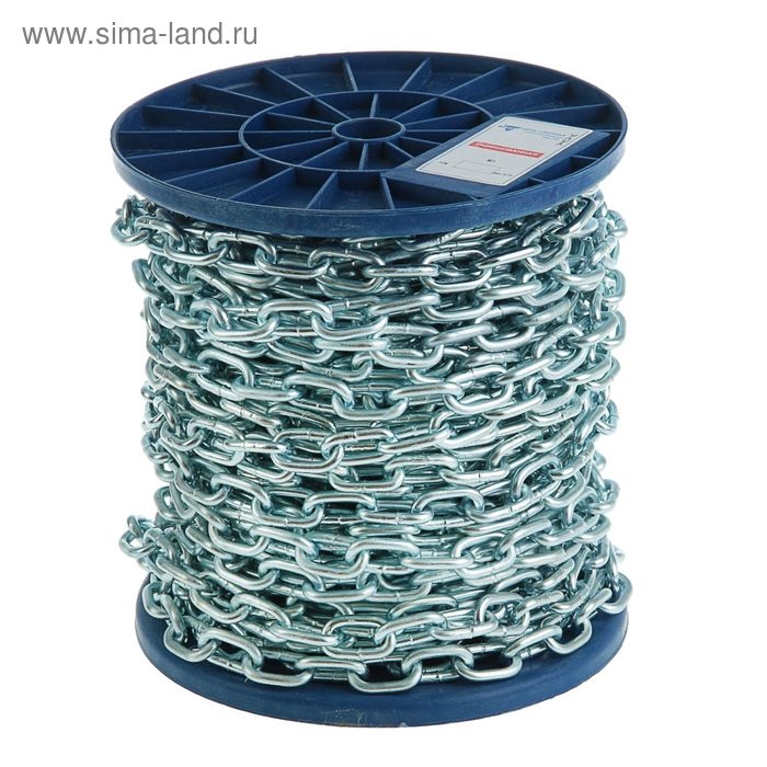 Цепь сварная короткозвенная DIN 766, d=5 мм, оцинкованная, в катушке 30 м Цепь сварная короткозвенная DIN 766, d=5 мм, оцинкованная, в катушке 30 м