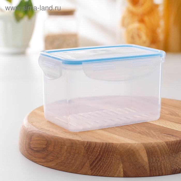 Контейнер пищевой Good & Good, 1 л, с герметичной крышкой, пластик, крышка голубая Контейнер пищевой Good & Good, 1 л, с герметичной крышкой, пластик, крышка голубая