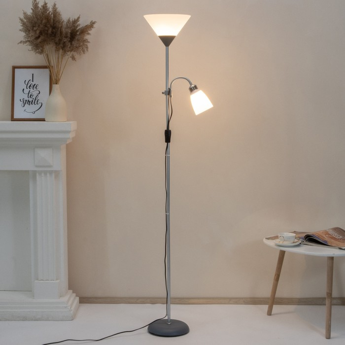 Торшер  Торшер "Тренд 2" 1х40Вт Е27+1хЕ27 40Вт серебристый 22х22х180 см.