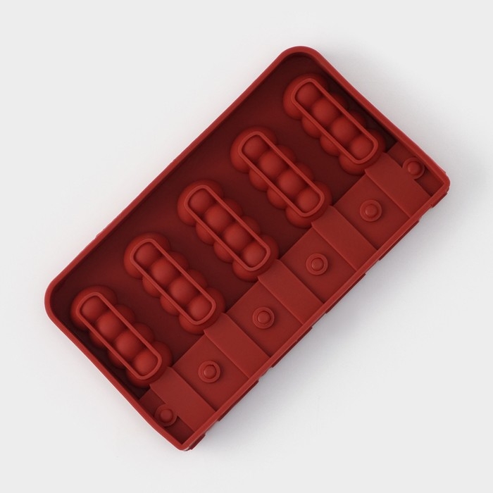 Форма для леденцов «Батончик», силикон, 19×11×2 см, 5 ячеек (6×2,6 см), цвет МИКС Форма для леденцов «Батончик», силикон, 19×11×2 см, 5 ячеек (6×2,6 см), цвет МИКС