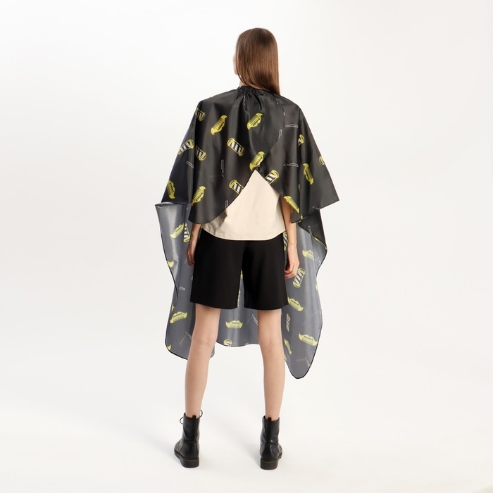 Пеньюар парикмахерский, с крючком, цвет чёрный/жёлтый Пеньюар парикмахерский, с крючком, цвет чёрный/жёлтый