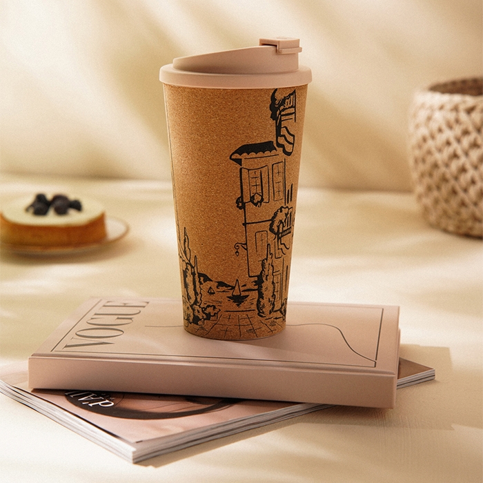 Стакан для кофе с крышкой SL Home «Севилья», пробковый, 450 мл, 9,5×9,5×18,5 см, цвет бежевый Стакан для кофе с крышкой SL Home «Севилья», пробковый, 450 мл, 9,5×9,5×18,5 см, цвет бежевый