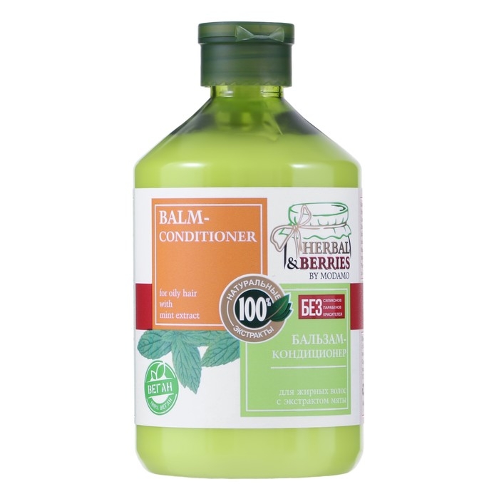 Бальзам-кондиционер для жирных волос с экстрактом мяты HERBAL&BERRIES by MODAMO, 500 мл Бальзам-кондиционер для жирных волос с экстрактом мяты HERBAL&BERRIES by MODAMO, 500 мл