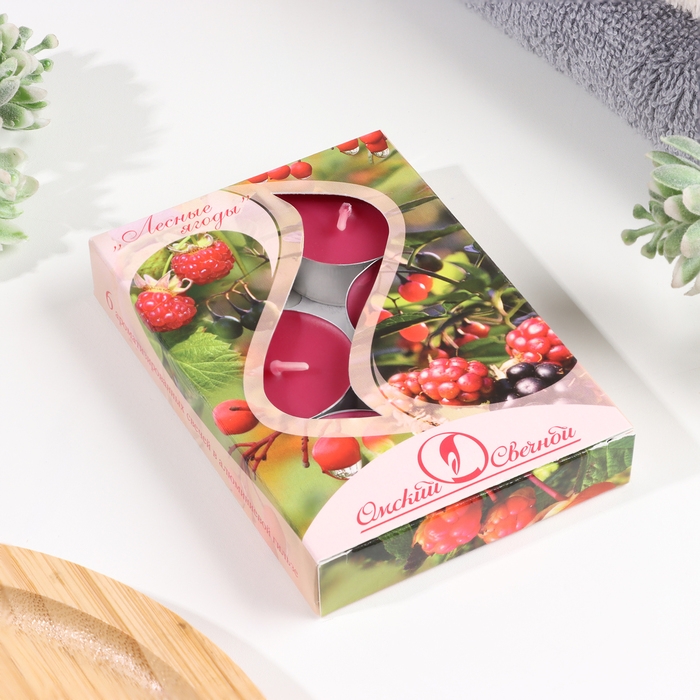 Набор чайных свечей ароматических  Набор чайных свечей ароматических "Ягоды", 3,8х1,6 см, 3,5 ч, 12 г, 6 штук